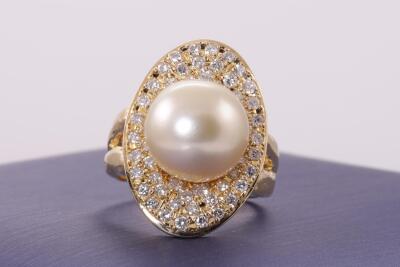 12mm South Sea Pearl and Diamond Ring - 4