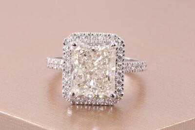 5.02ct Diamond Halo Ring HRD J SI2 - 9