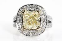 4.09ct Fancy Light Yellow Diamond Ring GIA SI1