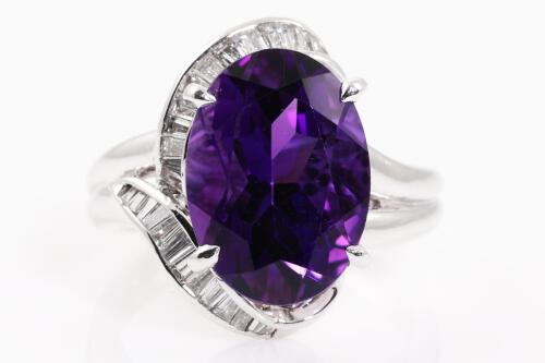 Amethyst and Diamond Ring