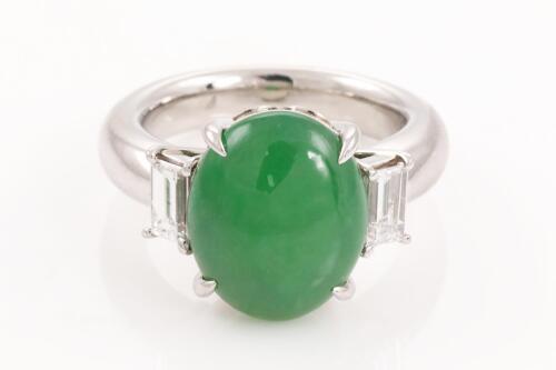 7.76ct Jade and Diamond Ring