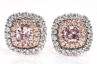 Fancy Pink Diamonds GIA Double Halo Earrings