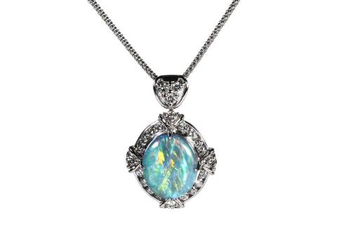 Opal and Diamond Pendant