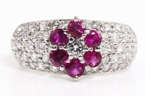 0.85ct Ruby and Diamond Ring