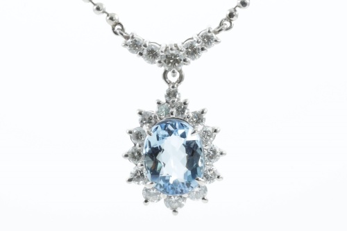 Aquamarine and Diamond Necklace