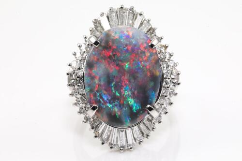4.51ct Black Opal and Diamond Ring