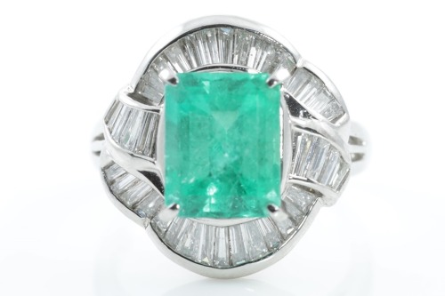 3.24ct Emerald and Diamond Ring