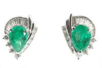 3.73ct Emerald and Diamond Earrings GIA