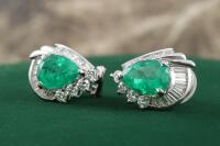 3.73ct Emerald and Diamond Earrings GIA - 3