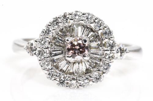 Pink and White Diamond Ring