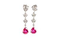 Burmese Ruby and Diamond Earrings GIA