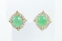 7.70ct Jade and Diamond Earrings