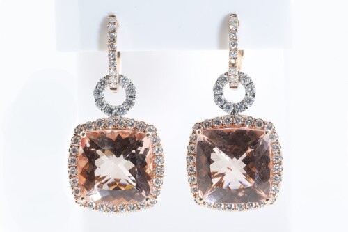 21.63ct Morganite and Diamond Earrings