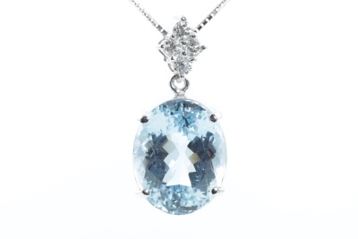 7.64ct Aquamarine and Diamond Pendant