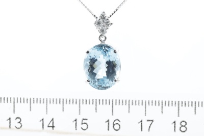 7.64ct Aquamarine and Diamond Pendant - 2