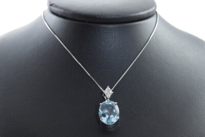 7.64ct Aquamarine and Diamond Pendant - 6