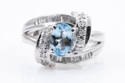 1.16ct Aquamarine and Diamond Ring