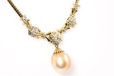 Golden South Sea Pearl and Diamond Necklace - 3