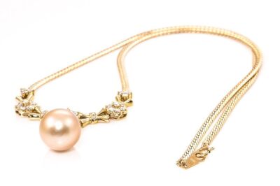 Golden South Sea Pearl and Diamond Necklace - 6
