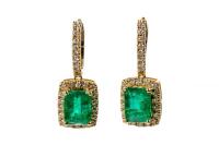 3.48ct Emerald and Diamond Earrings