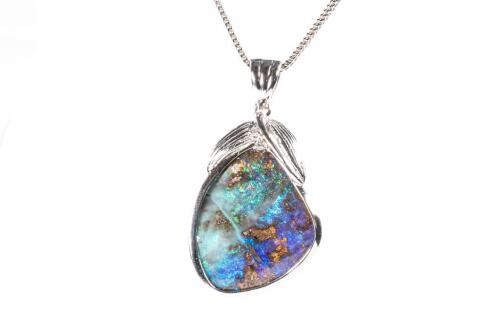 Boulder Opal and Diamond Pendant