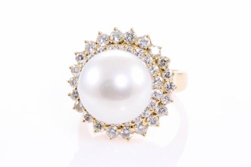 12.9mm Pearl and Diamond Ring