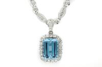 7.92ct Aquamarine & Diamond Necklace