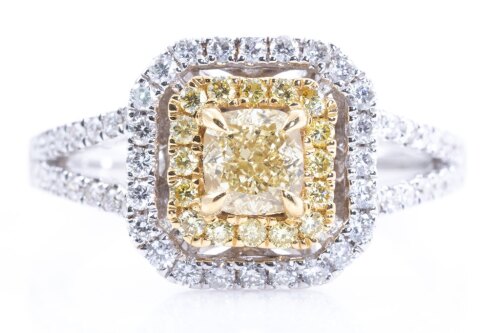 Yellow and White Diamond Ring