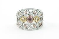 Yellow, Pink & White Diamond Ring