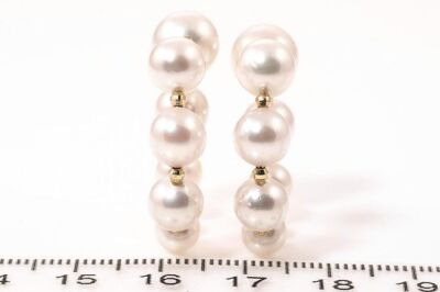 Pearl Hoop Earrings - 2