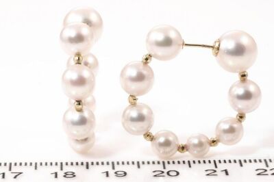 Pearl Hoop Earrings - 3