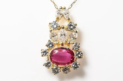 0.90ct Ruby and Diamond Pendant