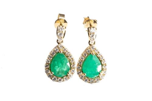 3.11ct Emerald and Diamond Earrings