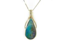 Boulder Opal and Diamond Pendant