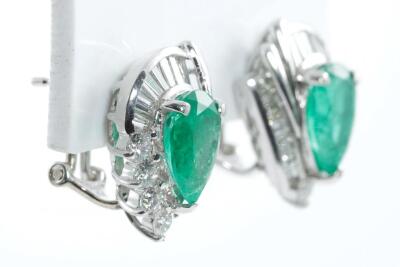 3.73ct Emerald and Diamond Earrings GIA - 5