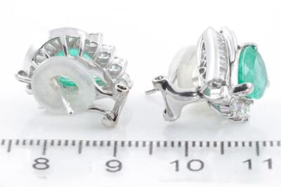 3.73ct Emerald and Diamond Earrings GIA - 6
