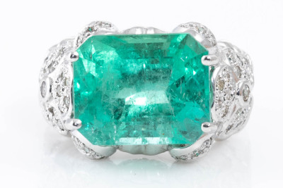 7.83ct Emerald and Diamond Ring GIA