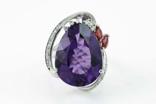 Amethyst, Ruby and Diamond Ring