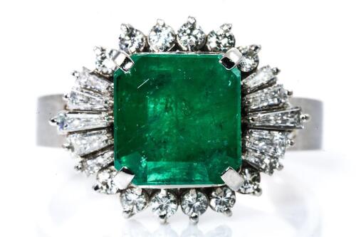 3.20ct Emerald and Diamond Ring