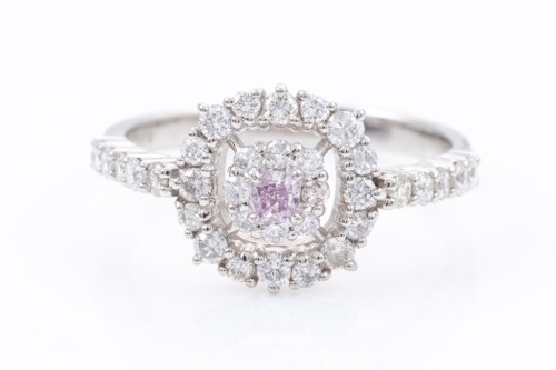 Centre Fancy Purple Pink Diamond Halo Ring