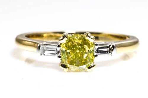0.74ct Fancy Intense Yellow Diamond Ring GIA