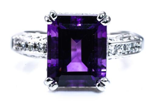 4.23ct Amethyst and Diamond Ring