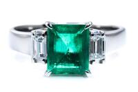 1.12ct Emerald and Diamond Ring
