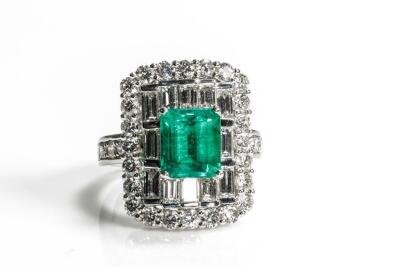 2.08ct Emerald and Diamond Ring