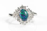 Black Opal and Diamond Ring