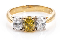 0.67ct Fancy Vivid Yellow Diamond Ring GIA