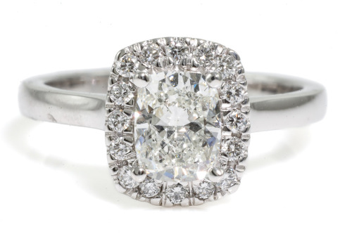 1.01ct Diamond Halo Ring F VS2