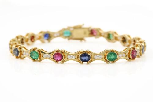 Emerald, Ruby, Sapphire and Diamond Bracelet