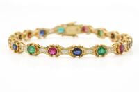 Emerald, Ruby, Sapphire and Diamond Bracelet