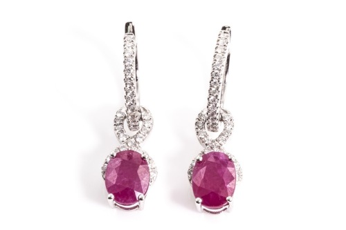 3.60ct Ruby and Diamond Earrings